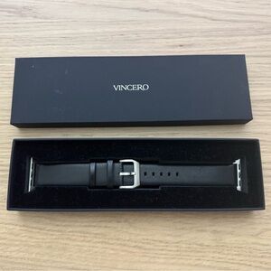 VINCERO Black Leather Apple Watch Band